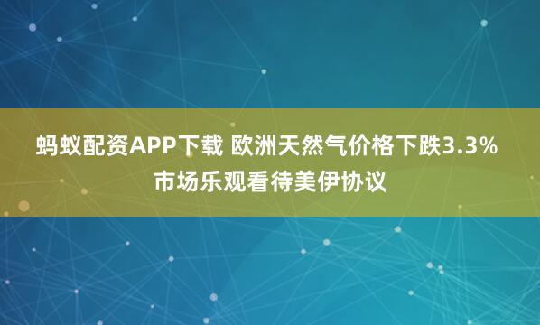 蚂蚁配资APP下载 欧洲天然气价格下跌3.3% 市场乐观看待美伊协议